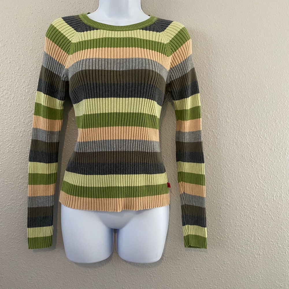 Arizona Jeans Ribbed Striped Sweater Small Y2K Fairy Grunge Downtown Girl Retro